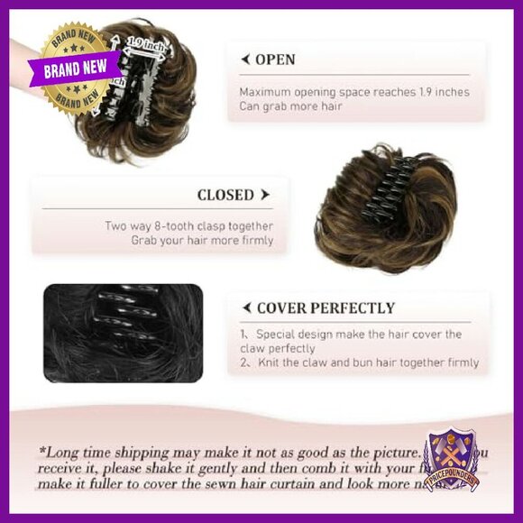 Real Human Hair Claw Clip Messy Bun Extension - 40g/45g main image 6